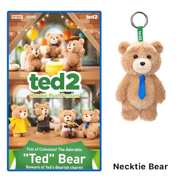 Pop Mart Ted2 Teddy Bear Action Plush Pendant - Necktie Bear - Picture 3 of 15